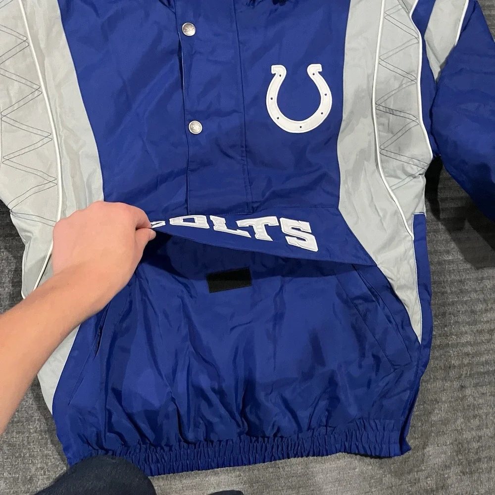 NFL Indianapolis Colts  Starter Blue/Gray Body Check Pull Over Jacket NWT large